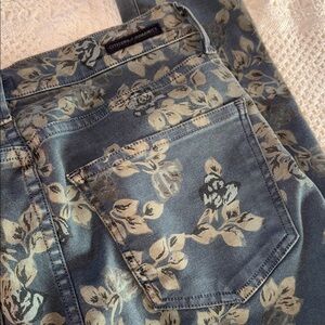 Citizen of Humanity charcoal skinny jeans with tan and grey floral design